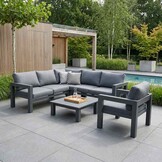 Toronto hoek loungeset met stoel 6 personen | aluminium | antraciet | 4-delig - 220x220cm