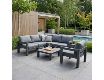 Toronto hoek loungeset met stoel 6 personen | aluminium | antraciet | 4-delig - 220x220cm