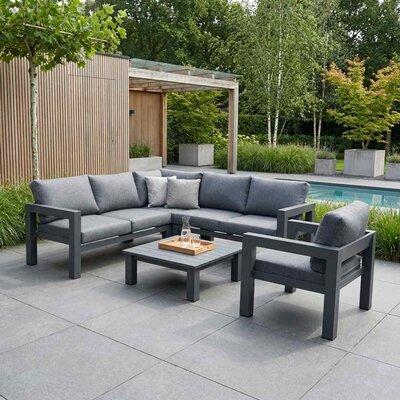 Toronto hoek loungeset met stoel 6 personen | aluminium | antraciet | 4-delig - 220x220cm