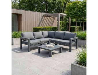 Toronto hoek loungeset 5 personen | aluminium | antraciet | 4-delig - 220x220cm