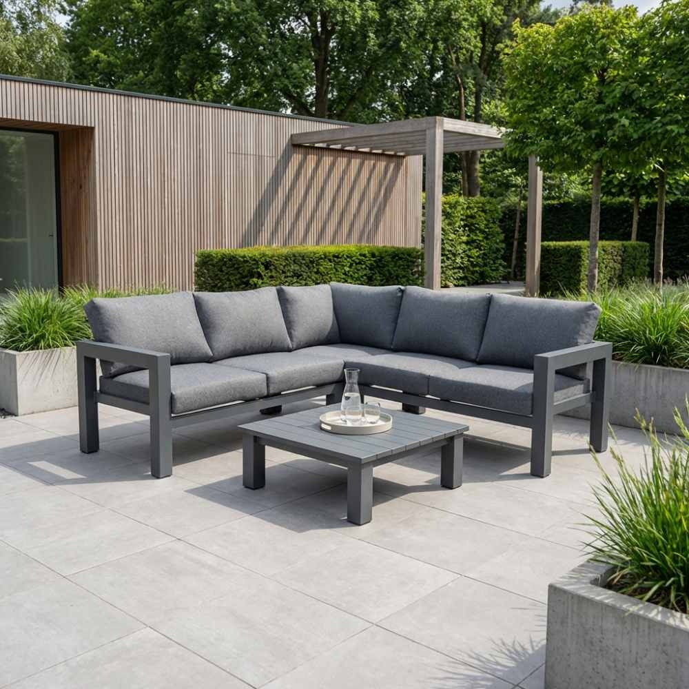 Toronto hoek loungeset 5 personen | aluminium | antraciet | 4-delig - 220x220cm