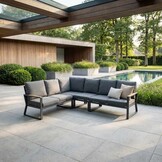 Vancouver hoek loungeset met stoel 6 personen | aluminium + polywood | antraciet | 6-delig - 270x210cm