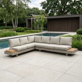 Vegas hoek loungeset-links 6 personen incl. tafel | aluminium + polywood | beige | 5-delig