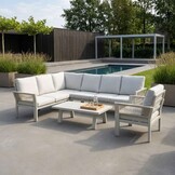 Venezia hoek loungeset incl. stoel en tafel 7 personen | aluminium + touw | beige | 6-delig