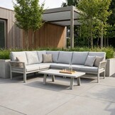 Venezia hoek loungeset incl. stoel en tafel 7 personen | aluminium + touw | beige | 6-delig