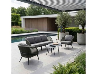 Vida stoel-bank loungeset 5 personen | aluminium + touw | donkergroen | 5-delig