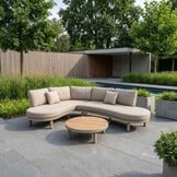 Washington hoek loungeset 5 personen | aluminium + hardhout | beige | 4-delig - 259x195cm