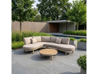 Washington hoek loungeset 5 personen | aluminium + hardhout | beige | 4-delig - 259x195cm