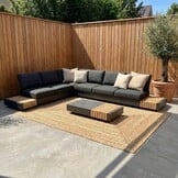 Verona hoek loungeset met all weather kussens 6 personen | aluminium + teakhout | antraciet | 4-delig - 339x269cm