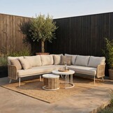 Bologna hoek loungeset 6 personen | wicker + aluminium | beige | 5-delig - 272x214cm