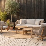 Braga stoel-bank loungeset 5 personen | touw + hardhout | zand | 4-delig