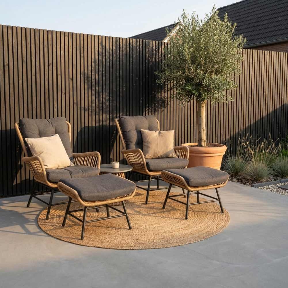 Dex relax tuinset 5-delig | wicker + aluminium | Bamboo antraciet