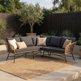 Flow hoek loungeset 5 personen | wicker + aluminium | Bamboo antraciet | 2-delig - 210x210cm
