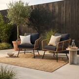 Flow loungestoel tuin set van 2 | wicker + aluminium | Bamboo antraciet