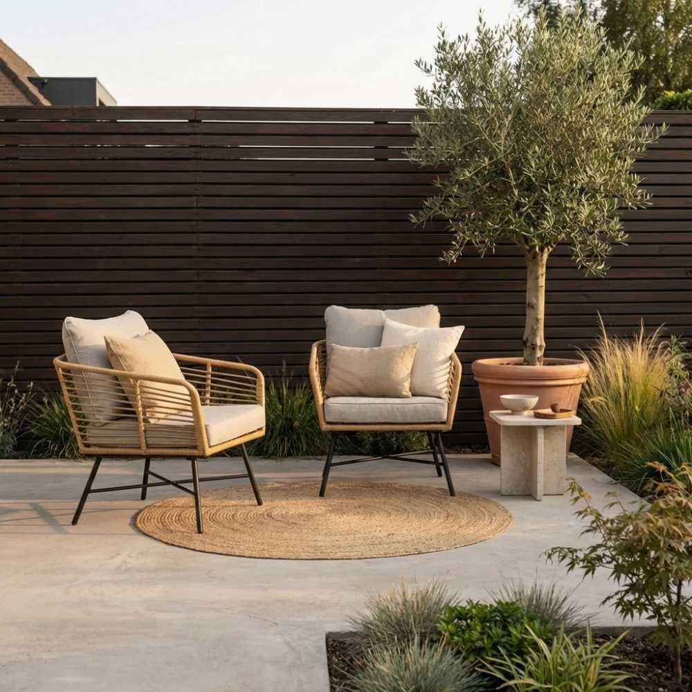 Flow loungestoel tuin set van 2 | wicker + aluminium | Bamboo taupe