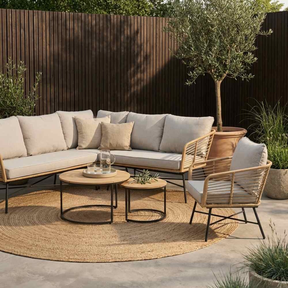 Flow loungestoel tuin set van 2 | wicker + aluminium | Bamboo taupe