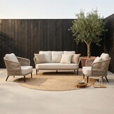 Palermo stoel-bank loungeset incl. tafels | aluminium + touw | Sahara Dust | 5-delig
