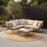 Potenza hoek loungeset 5 personen | aluminium + touw | Sahara Dust | 3-delig - 213x213cm