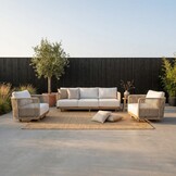 Sienna stoel-bank loungeset 5 personen incl. tafel | touw + hardhout | zand | 5-delig