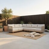 Sienna hoek loungeset 6 personen incl. tafel | touw + hardhout | zand | 5-delig - 296x226cm