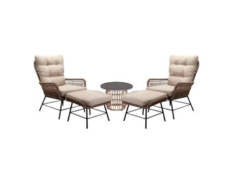 Dex lounge balkonset 2 personen | touw + aluminium | Sahara Dust | 5-delig