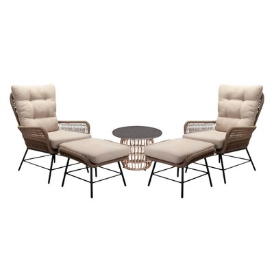 Dex lounge balkonset 2 personen | touw + aluminium | Sahara Dust | 5-delig