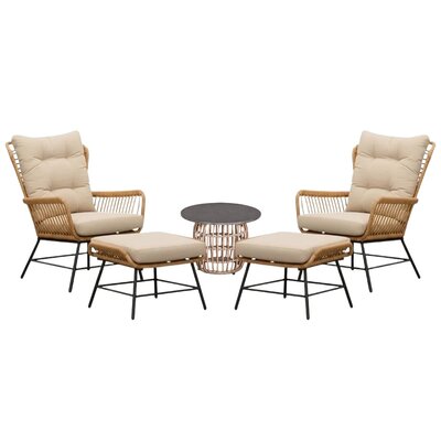 Dex lounge balkonset 2 personen | wicker + aluminium | Bamboo taupe | 5-delig