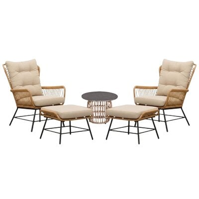 Dex relax tuinset 5-delig | wicker + aluminium | Bamboo taupe