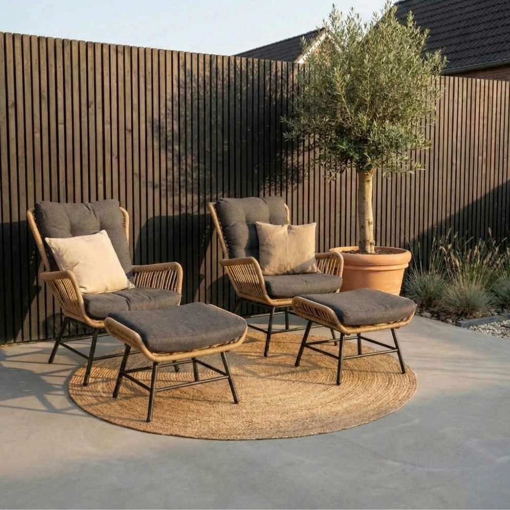 Dex relax tuinset 4-delig | wicker + aluminium | Bamboo antraciet