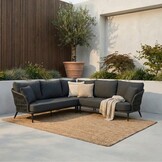 Palermo hoek loungeset 5 personen | aluminium + touw | Lava Grey | 4-delig - 230x230cm