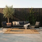 Valencia/Aurora stoel-bank loungeset 5 personen | touw + teakhout | Lava Grey | 5-delig