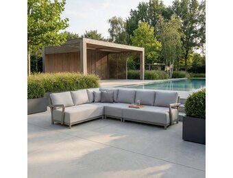 Amalfi hoek loungeset 6 personen | aluminium + polywood | beige | 4-delig - 289x222cm