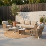 Bologna stoel-bank loungeset 5 personen | wicker + aluminium | beige | 5-delig