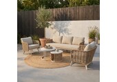 Bologna stoel-bank loungeset 5 personen | wicker + aluminium | beige | 5-delig
