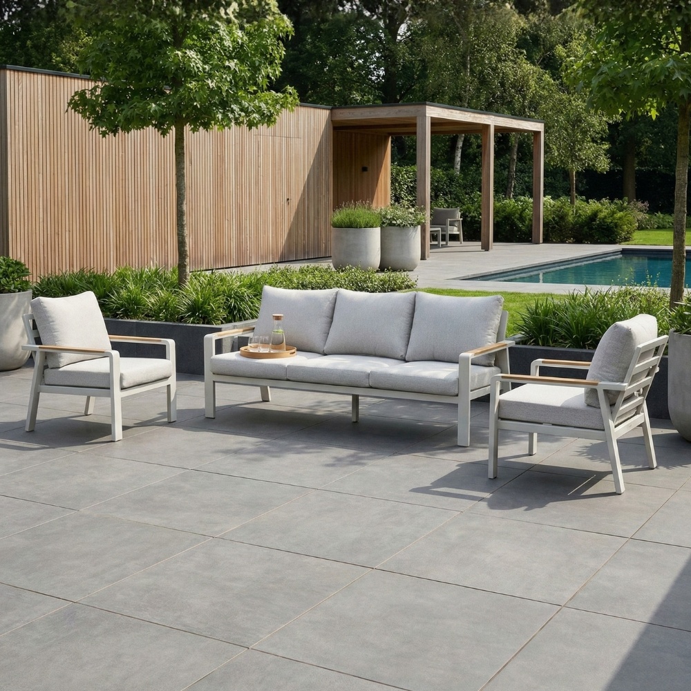 Lola stoel-bank loungeset 5 personen | aluminium + polywood | beige | 3-delig