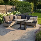 Prato Brick deluxe dining loungeset met verstelbare tafel 6 personen | aluminium + wicker | grijs | 5-delig - 280x217cm