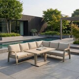 Bordeaux dining loungeset 6 personen | aluminium + polywood | beige | 4-delig - 290x225cm