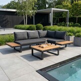 Titan hoek loungeset 4 personen | aluminium + hardhout | Light teaklook | 3-delig - 247x167cm