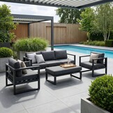 Cordoba stoel-bank loungeset 5 personen | aluminium | antraciet | 4-delig