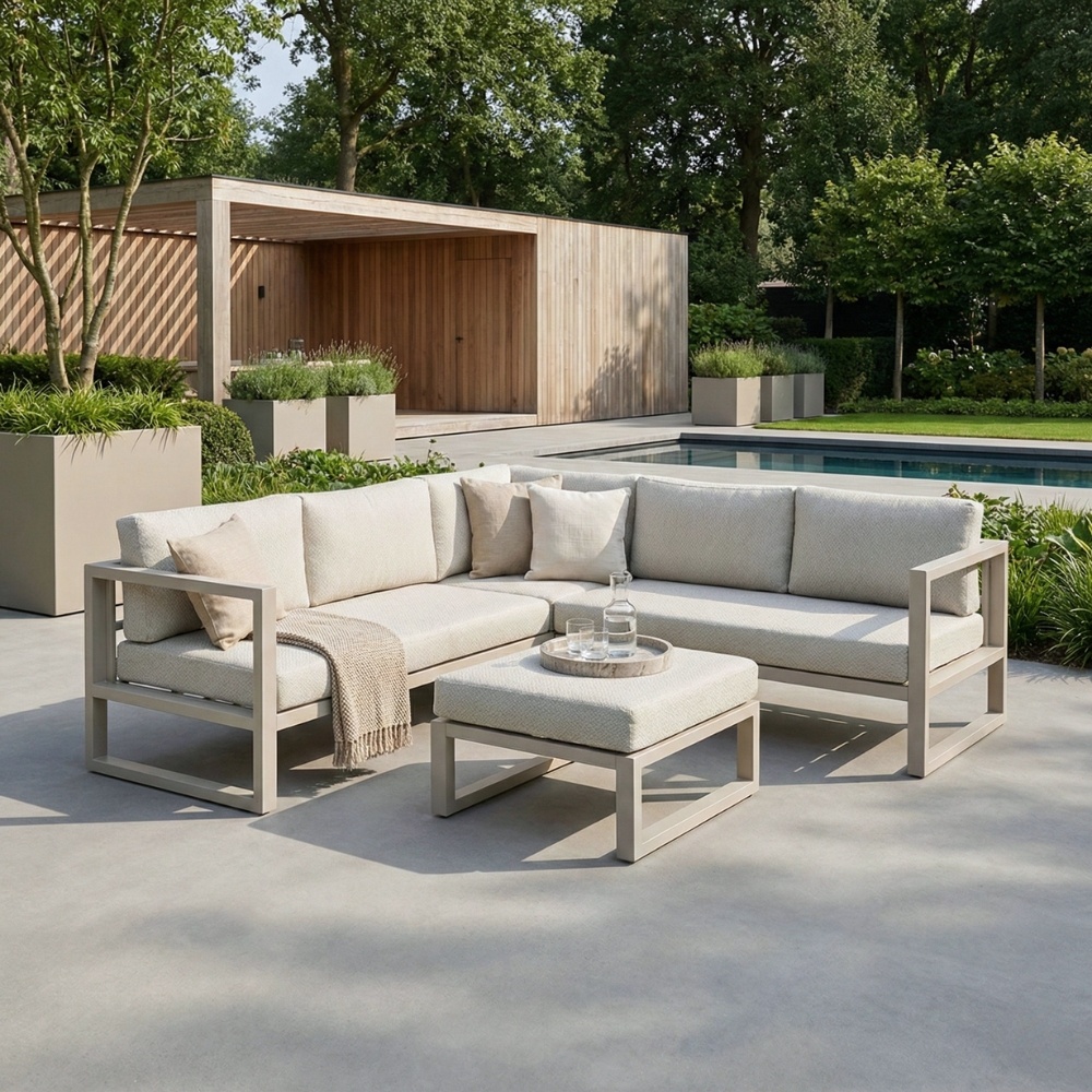 Cordoba hoek loungeset 6 personen | aluminium | beige | 4-delig - 228x228cm
