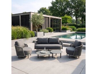 Orly stoel-bank loungeset 4 personen | aluminium | antraciet | 5-delig