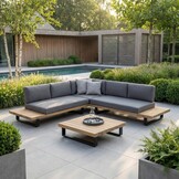 Salvador hoek loungeset 5 personen | aluminium + hardhout | Light Teaklook | 3-delig - 260x260cm