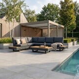 Vegas hoek loungeset-links 6 personen incl. tafel | aluminium + polywood | antraciet | 5-delig