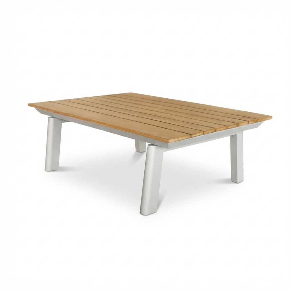 Montana stoel-bank loungeset 4 personen incl. tafel | aluminium + teak | beige | 4-delig