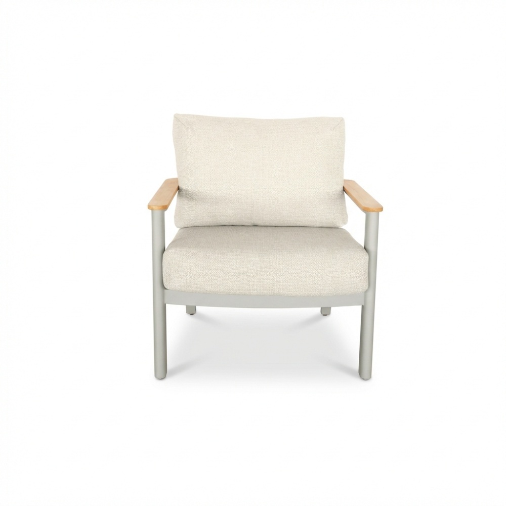 Montana stoel-bank loungeset 4 personen incl. tafel | aluminium + teak | beige | 4-delig