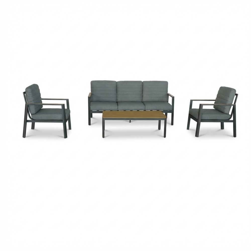 Tokyo stoel-bank loungeset 5 personen incl. tafel  | aluminium + polywood | antraciet | 4-delig