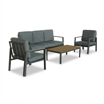 Tokyo stoel-bank loungeset 5 personen incl. tafel  | aluminium + polywood | antraciet | 4-delig