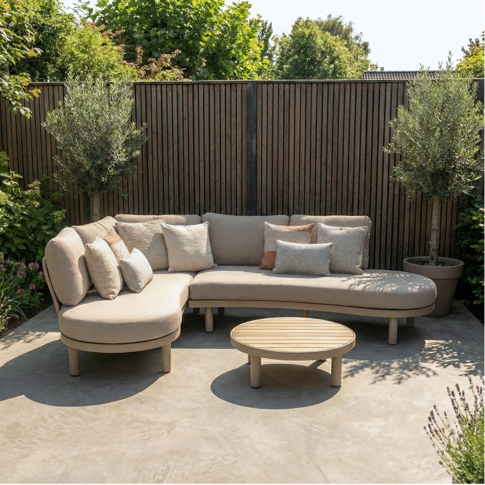 Washington hoek loungeset 5 personen | aluminium + hardhout | beige | 4-delig - 259x195cm