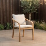 Bergamo dining tuinstoel set van 6 | touw + hardhout | zand