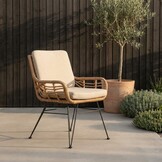 Delta/Carlos taupe dining tuinset | 4 personen | teakhout + wicker | 160cm